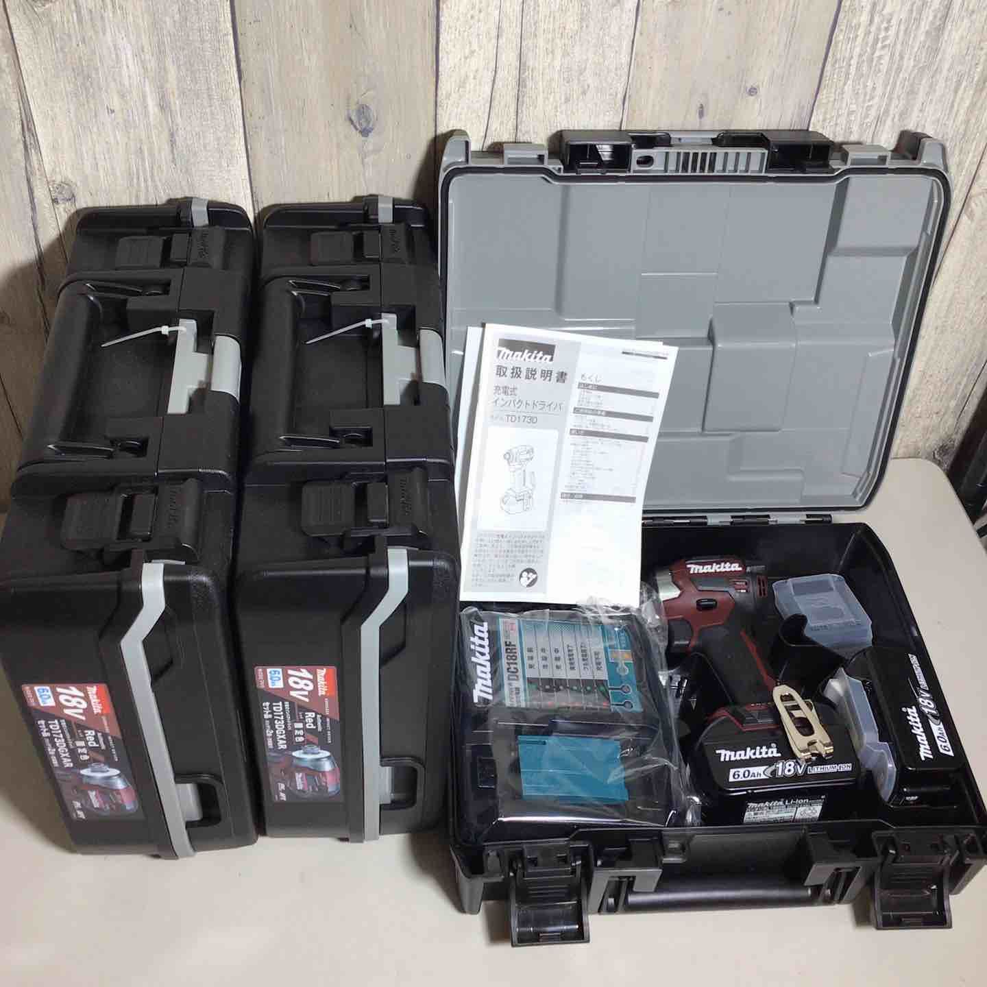 【在庫限りの大特価】 色 マキタ makita コードレス インパクトドライバー TD173DGXAB 3台 フルセット インパクト レッド 赤 純正 純正品 戸田店