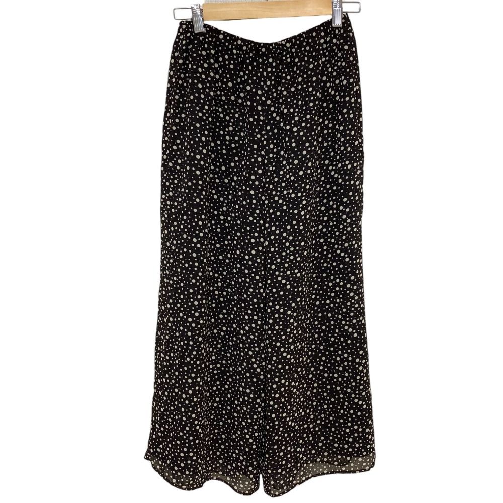 23SS Theory セオリー PRINTED CHIFFON FLUID PULL ON B GZ ドット柄 シフォン ワイドパンツ サイズP ブラウン レディース 古着