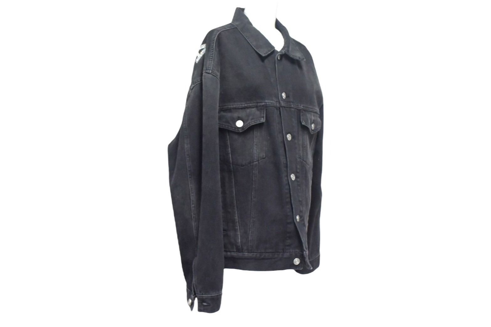 BALENCIAGA バレンシアガ デニムジャケット ロゴ ラインストーン