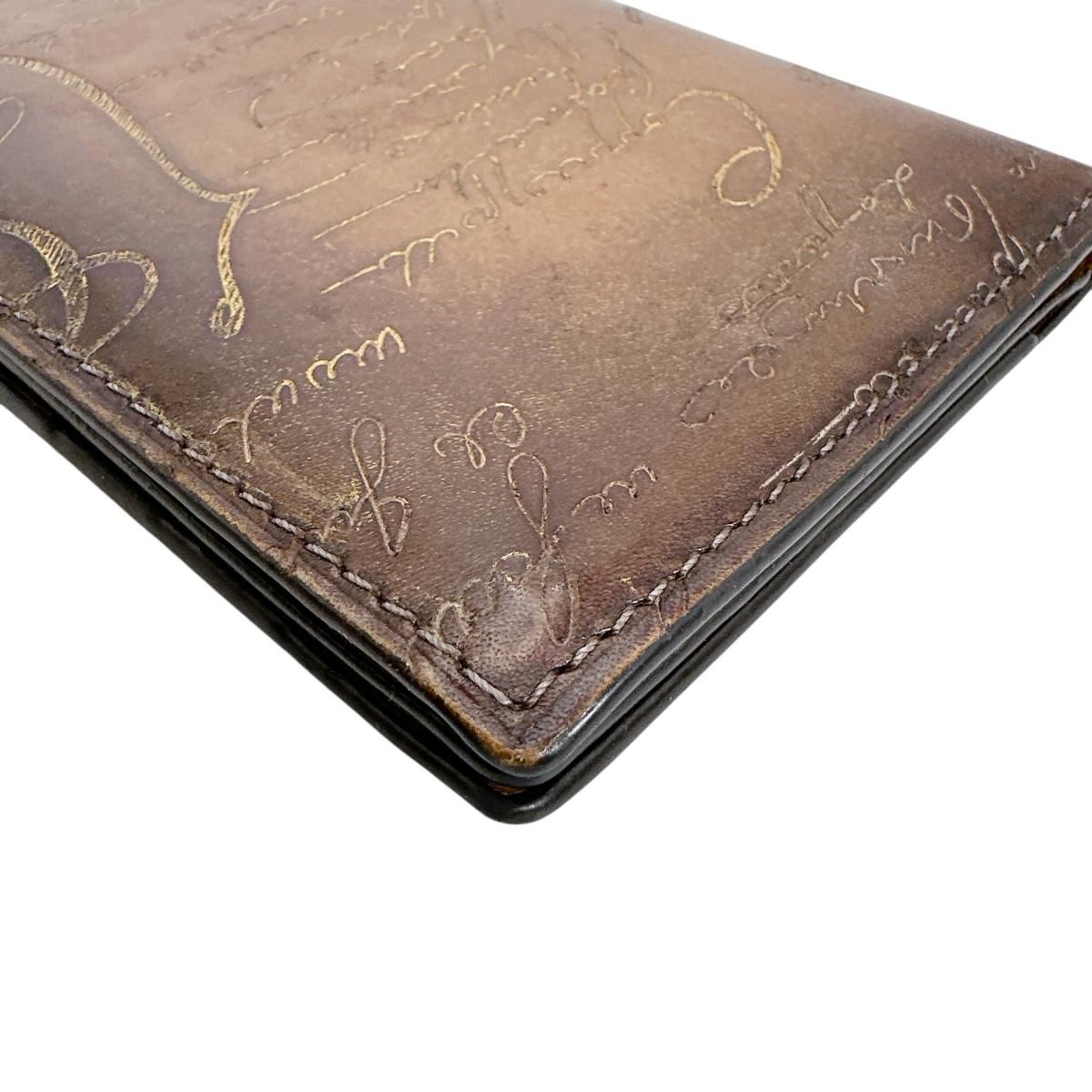 ベルルッティ 2つ折り長札入れ カリグラフィ 長財布 Berluti ブラウン