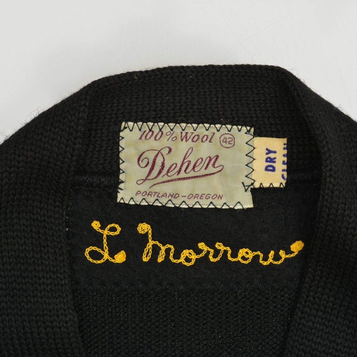 Dehen 60s レタードニット 長袖カーディガン 60年代 Dehen レタードニット ウール カーディガン