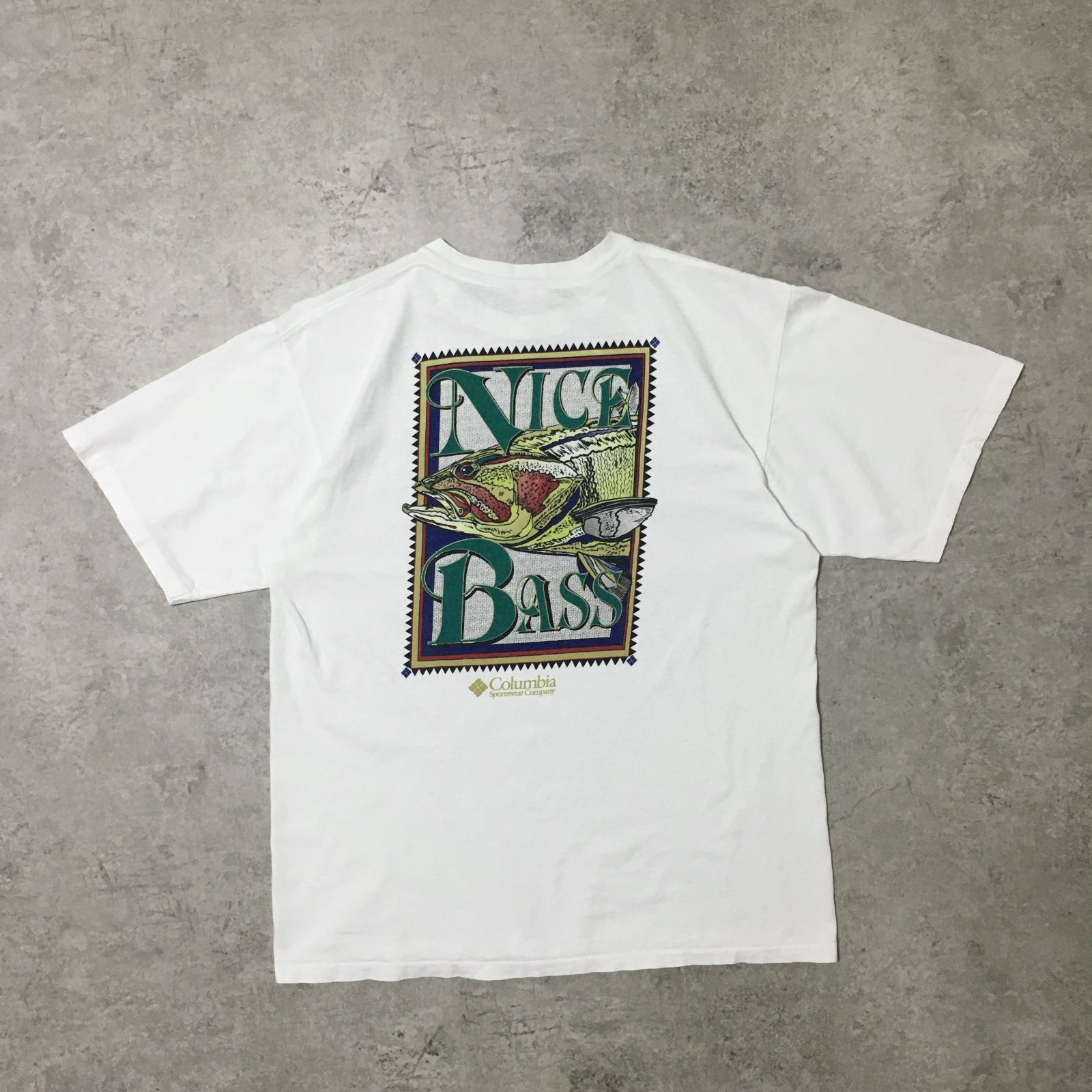 90s USA製 Columbia Nice Bass Back Printed T-shirt コロンビア ブラックバス バックプリントTシャツ