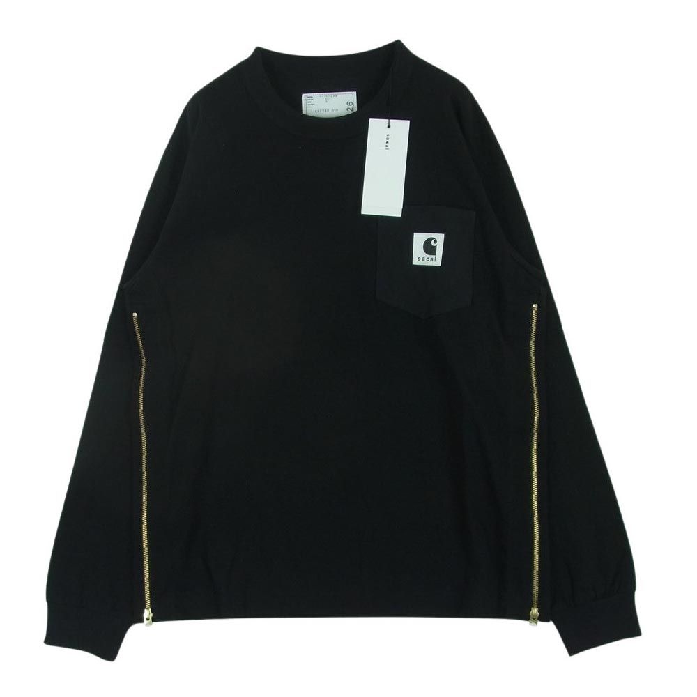 Carhartt カーハート 24-0726S sacai サカイ 24SS WIP L/S T-Shirt ロングスリーブ Tシャツ 長袖 ブラック系 3【中古】