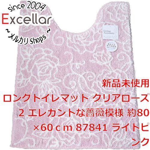 [bn:10] 【新品(開封のみ)】 センコー　ロングトイレマット クリアローズ2 エレガントな薔薇模様 約80×60cm　87841　ライトピンク