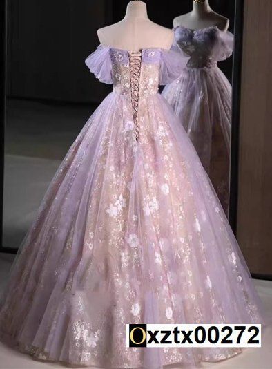 花嫁服*婚約敬酒服*イブニングドレス**声楽芸考学生の日成人式紫XS~5XL選択