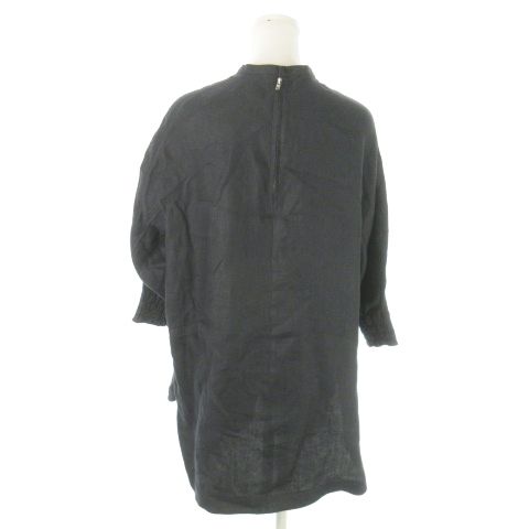 ハイク HYKE カットソー クルーネック 七分袖 麻 リネン スリット 1 S グレー |AO3 GY18