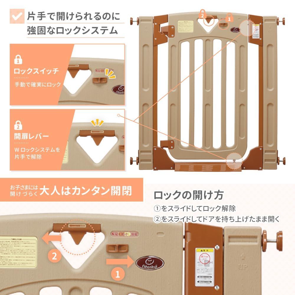 ダブルロック 高さ91cm 拡張 ハイタイプ キッチン 幅木よけ 玄関 突っ張りタイプ 扉付き 浴室 スマートゲイトII 扉開放 ベビーゲート|ペットゲート 両開き 日本育児