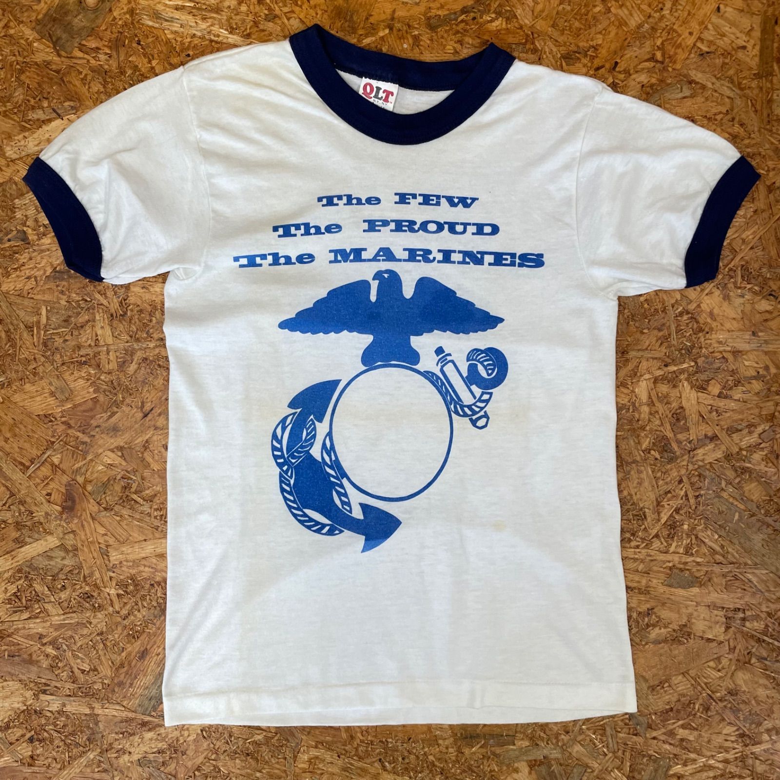 80s USA製 QLT リンガーTシャツ S 半袖 80年代 US古着 アメリカ 