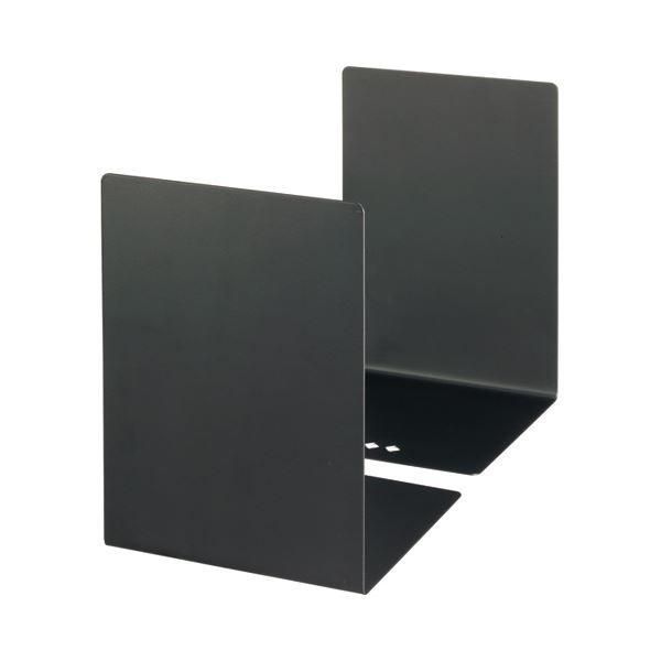 (まとめ) TANOSEE ブックエンド L型 大 ブラック 1組（2枚） 〔×10セット〕