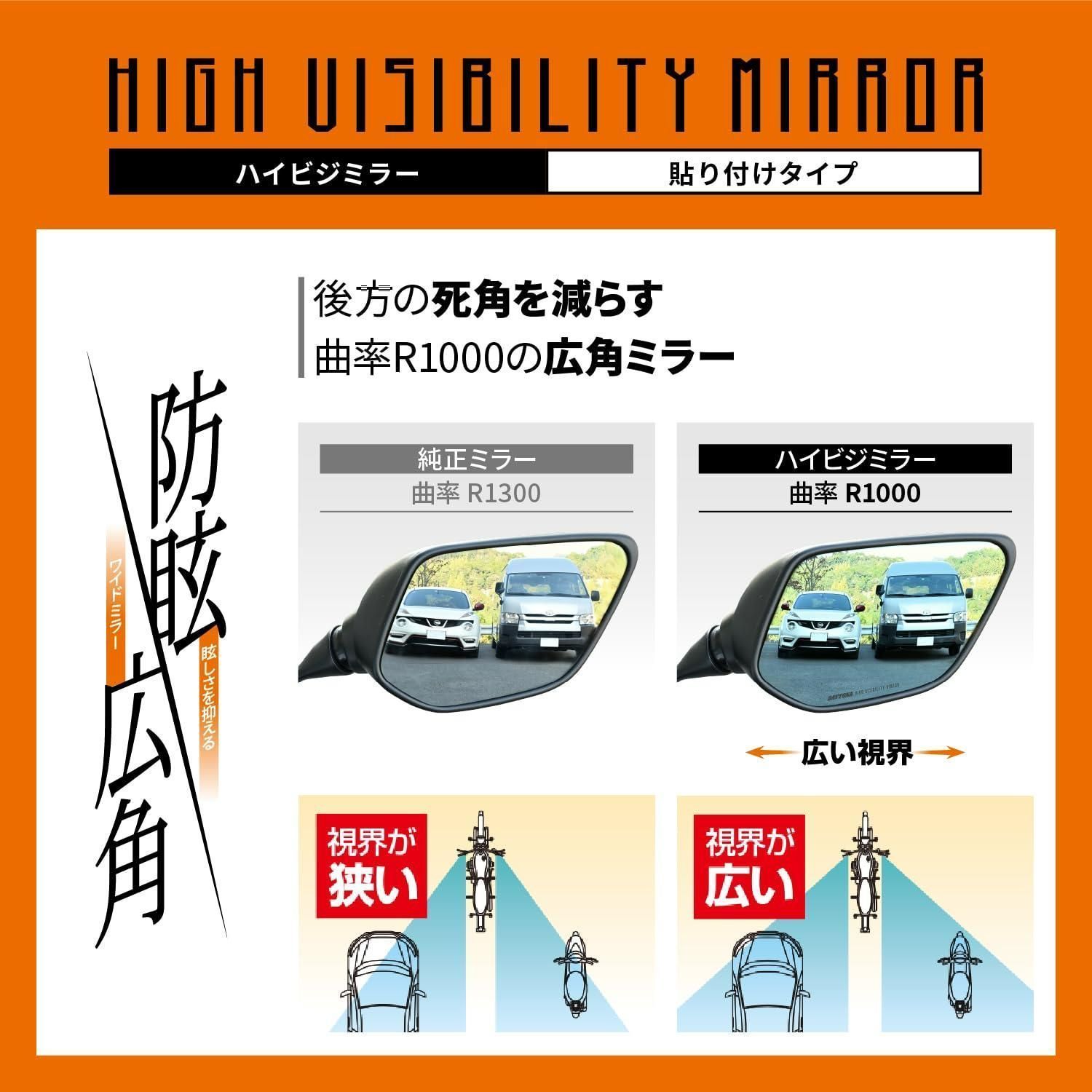 KAWASAKI1_ブルー デイトナ(Daytona) ハイビジミラー バイク用 ミラー