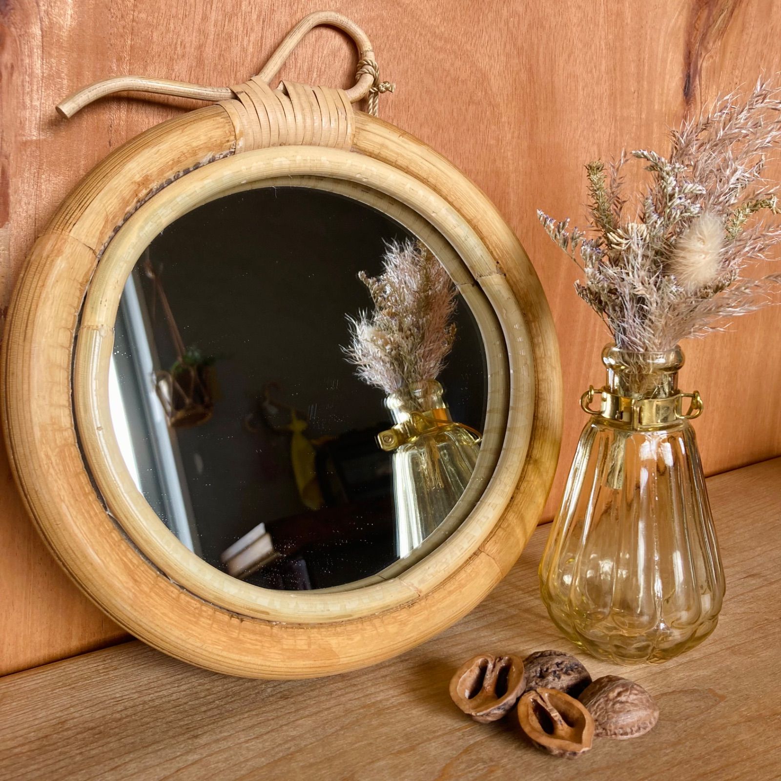 アンティーク ラタン ミラー アンティーク ウォールミラー 籐 ラタン