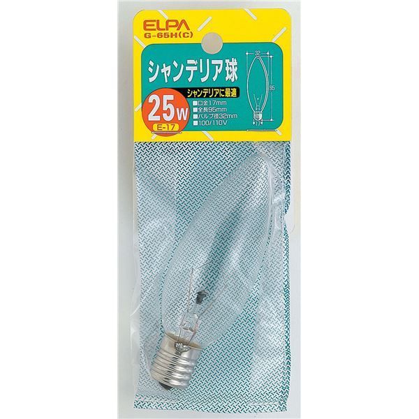 （まとめ） ELPA シャンデリア球 電球 25W E17 クリア G-65H（