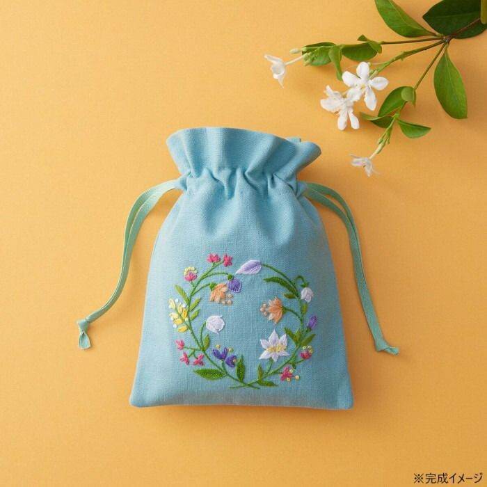 戸塚刺しゅう 刺繍キット フラワーガーデン レトロフラワー(巾着) No