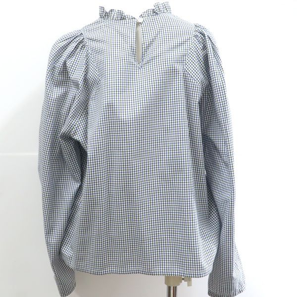 Atlantique ASCOLI チェックブラウス 6521-343-0920 フリル 長袖
