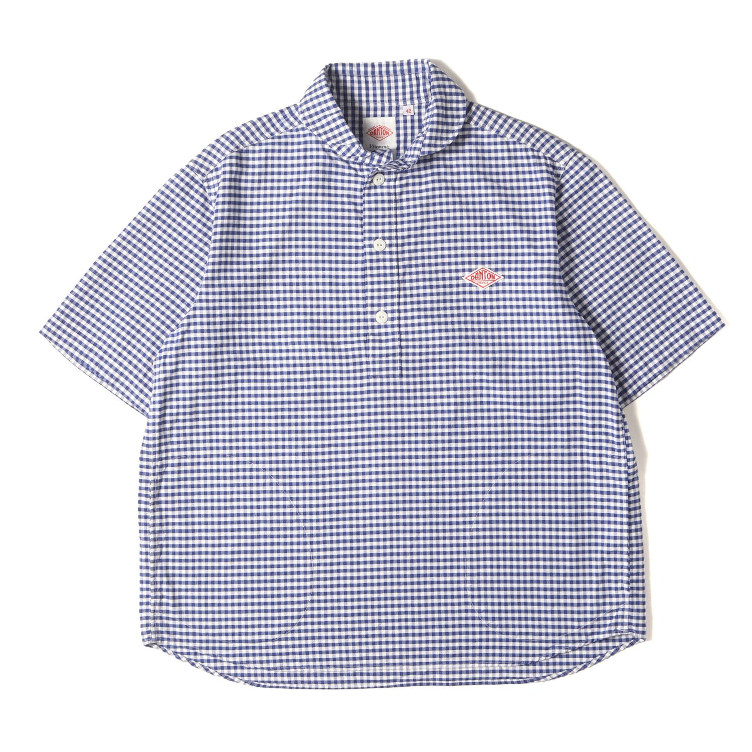 極美品 DANTON【42】ギンガムチェック 半袖シャツ ドットボタン 極美品 DANTON【42】ギンガムチェック 半袖シャツ ドットボタン