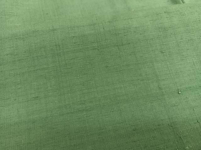 平和屋着物○本場結城紬 重要無形文化財 色無地 松葉色 正絹 逸品  