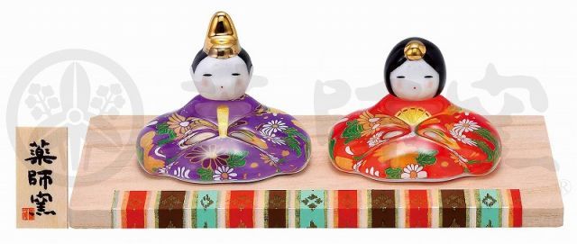 彩絵玻璃座雛（華友禅）