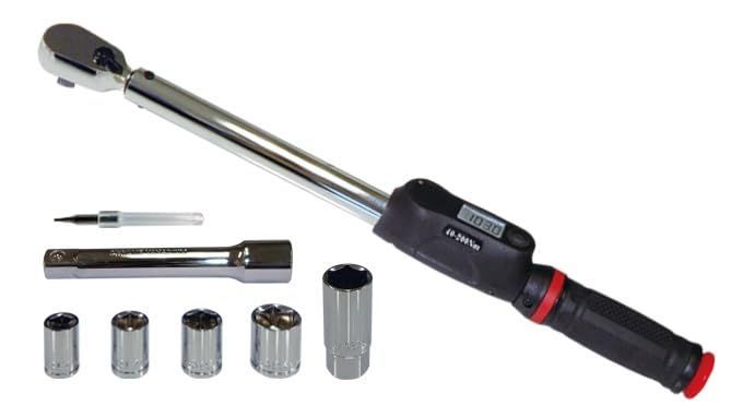 デジタルトルクレンチ トルク対応レンジ 40〜200N m トルク精度 ±4% 12.7mm 1|2インチ 103N mプリセットタイプ 簡単トルク設定 14|17|19|24mm 21mm薄口ロングソケットオートオフ機能付き 60秒 EM-243 HRDEVELOPMENT_JP