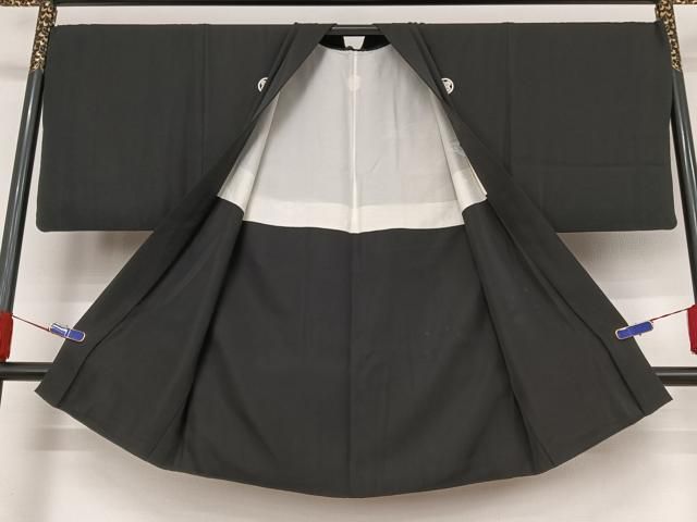 平和屋着物○男性 黒紋付 長羽織セット 正絹 逸品 AAAZ3037np