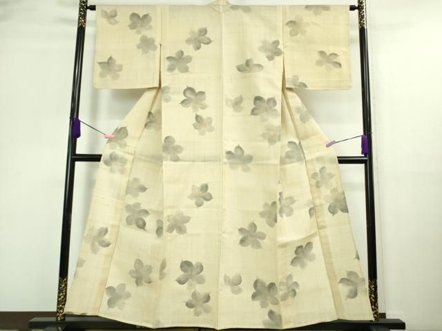 平和屋着物 上 夏物 生紬 手描き 舞花文 DZAA9648kh5