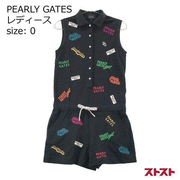 PEARLY GATES ノースリーブジャンプスーツ オリーブ　0サイズ PEARLY GATES パーリーゲイツ ノースリーブオールインワン 0