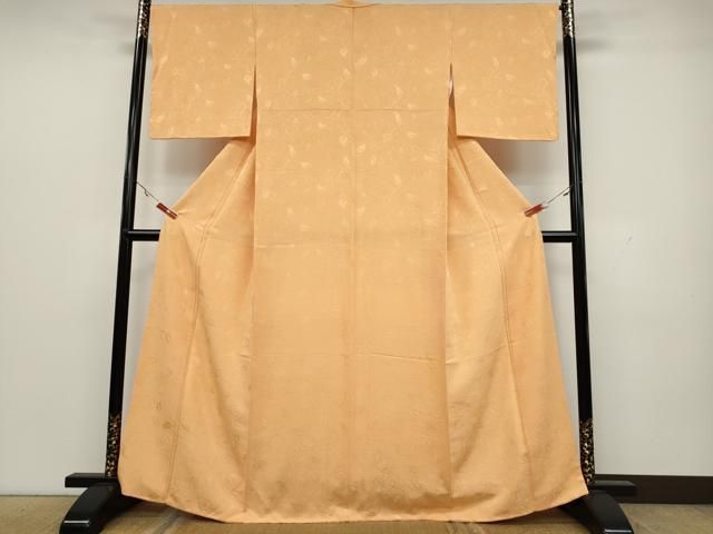 平和屋着物 上質な色無地 花唐草地紋 杏色 正絹 CAAX4745ut