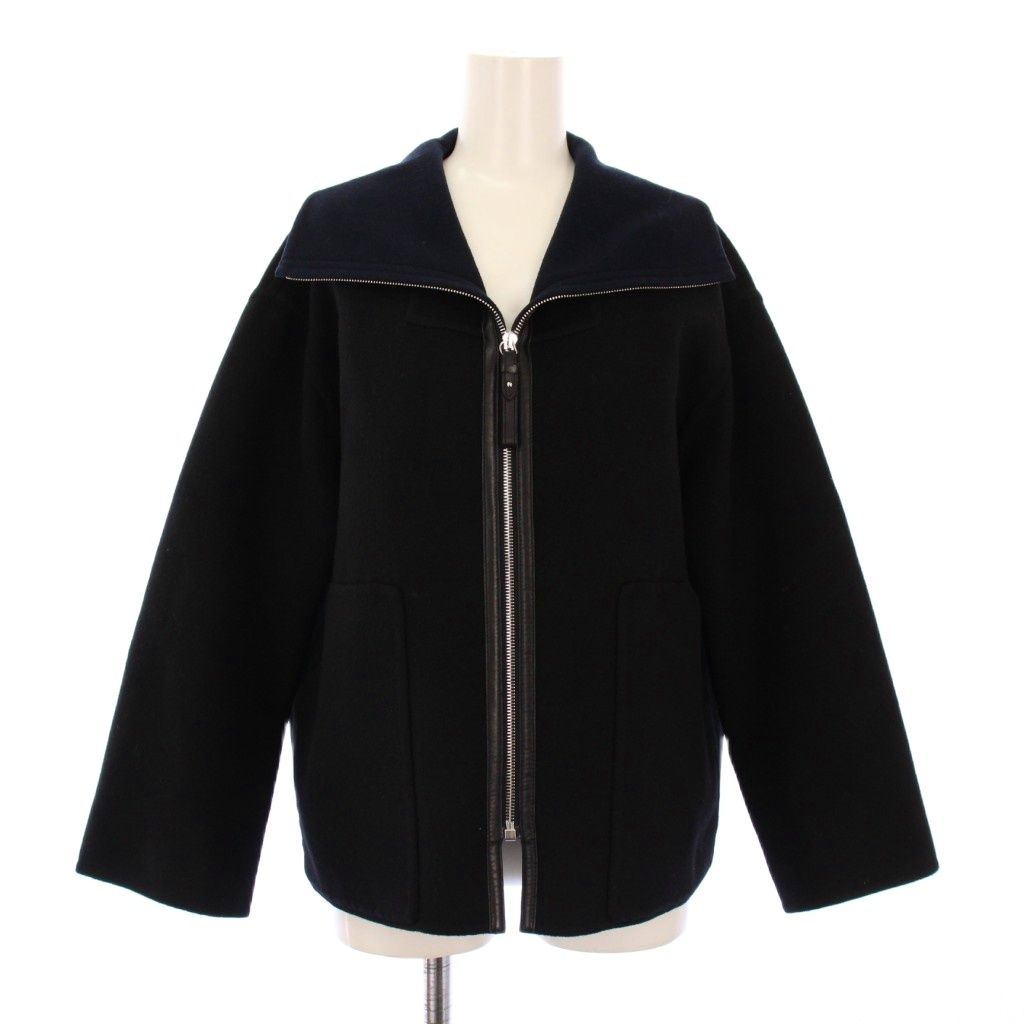 エルメス HERMES ダブルフェイス ジップアップジャケット ベビーカシミヤ アウター 34 黒 KH