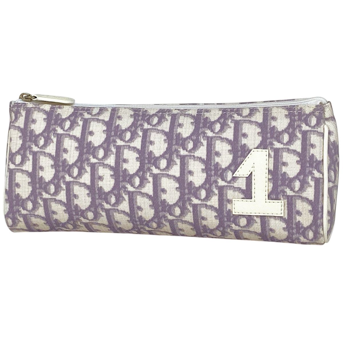 クリスチャンディオール Christian Dior トロッター柄 ポーチ メイク コスメ 小物入れ 化粧ポーチ コーティングキャンバス パープル ホワイト レディース
