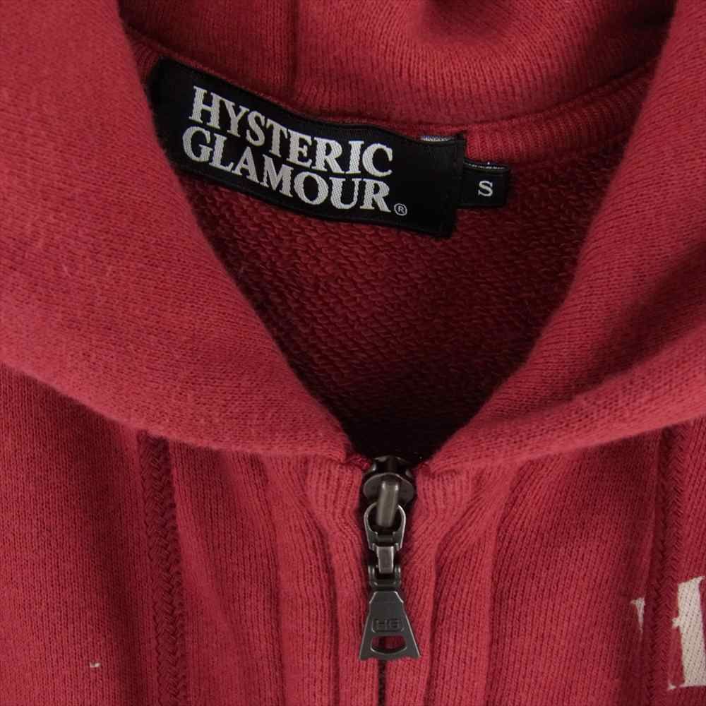 HYSTERIC GLAMOUR ヒステリックグラマー 0234CF11 ガールバックプリント フルジップ スウェット パーカー レッド系 S【中古】  - メルカリ