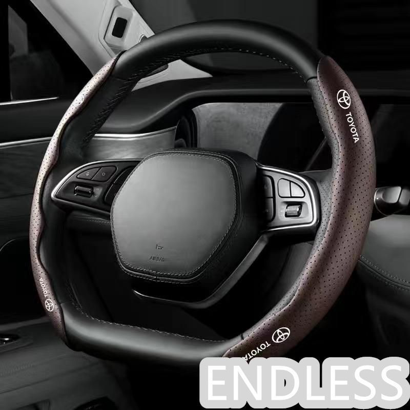 【新品未使用】トヨタ TOYOTA モカブラウン ハンドルカバー ハンドル保護 専車ロゴ ステアリングカバー レザー 滑り止め D