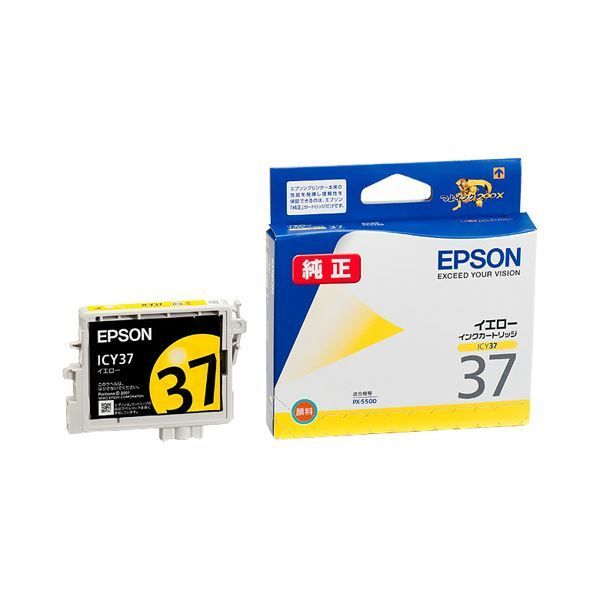 まとめ) エプソン EPSON インクカートリッジ イエロー ICY37 1個