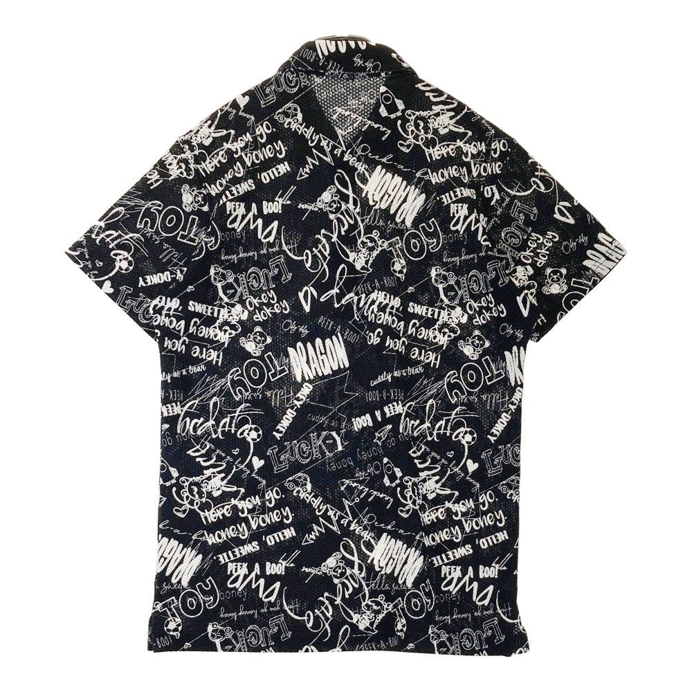 サイズ 3 DANCE WITH DRAGON ダンスウィズドラゴン 半袖ポロシャツ チビドラ 総柄 ブラック系 240101438473 ゴルフウェア メンズ ストスト