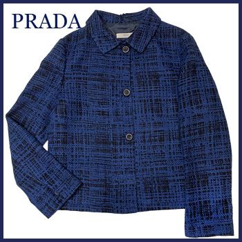 新品プラダ　上品なツイードジャケット　紺　#42　PRADA新品未使用サイズ