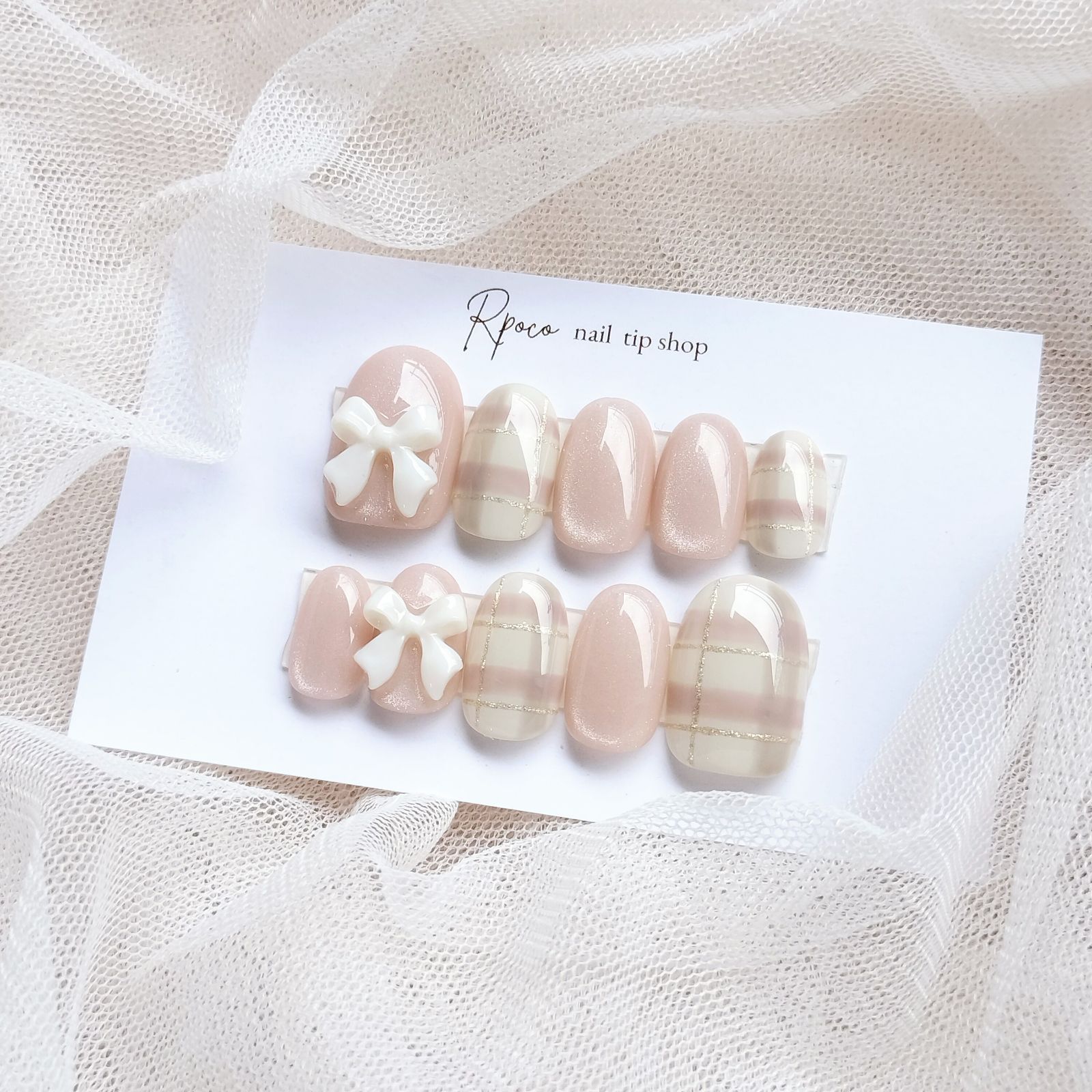 ネイルチップ マグネット チェック リボン ガーリー 韓国 ネイルチップ マグネット チェック リボン ガーリー 韓国 量産型 地雷