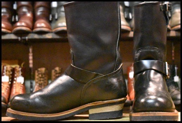 8.5D PT99プリント 旧シルエット 03年 レッドウィング 2268 エンジニア 黒 ブラック スチールトゥ ブーツ redwing HOPESMORE FI390