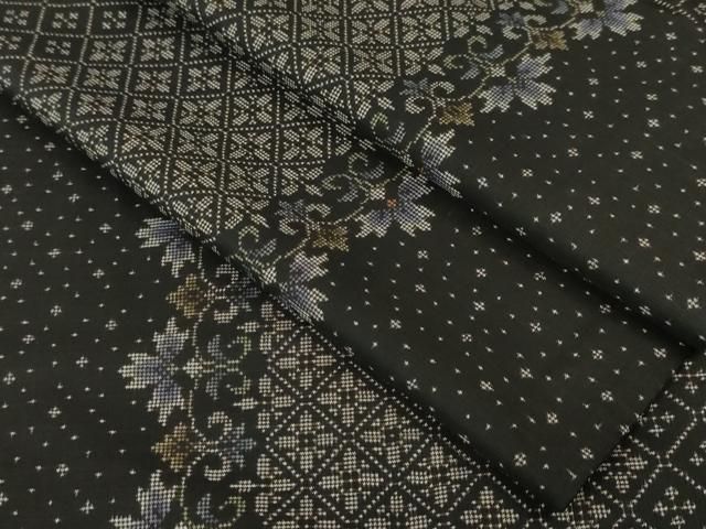 平和屋本店□極上 本場大島紬 7マルキ 花菱間道 健勝苑扱い 逸品 未