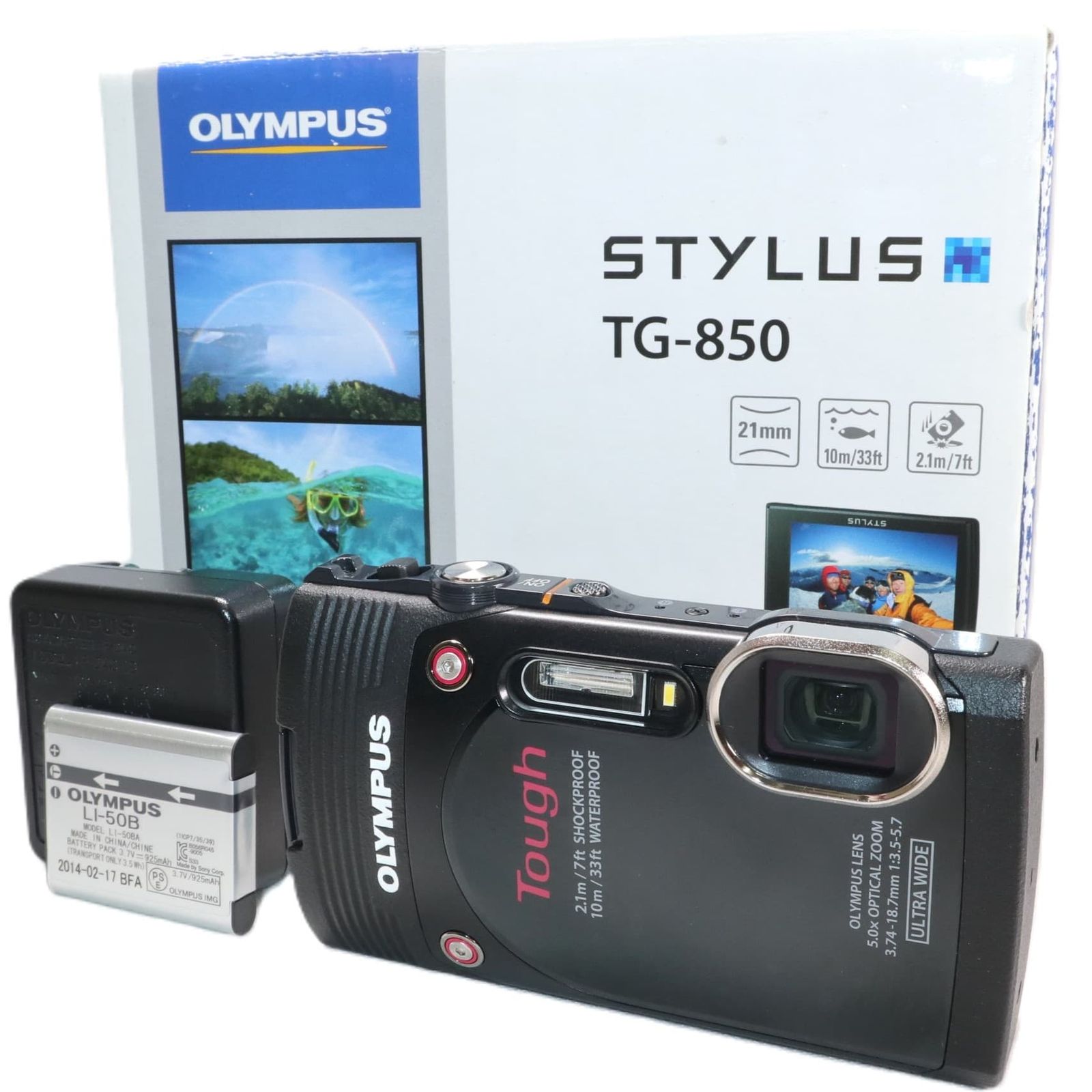 美品》 デジカメ 防水 OLYMPUS STYLUS TG-850 Tough ブラック ...