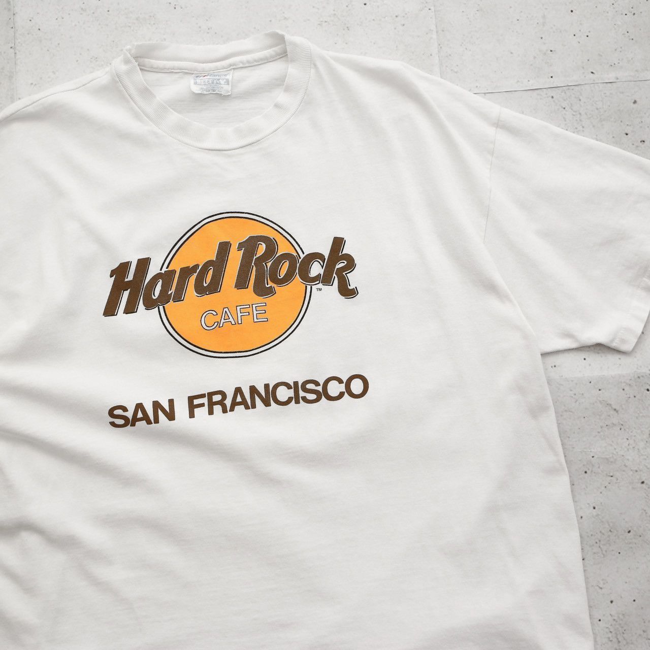 90s 90年代 ハードロックカフェ Hard Rock CAFE サンフランシスコ シングルステッチ Tシャツ XLサイズ ホワイト 白 アメリカ製 USA製 古着 【UR-0517】