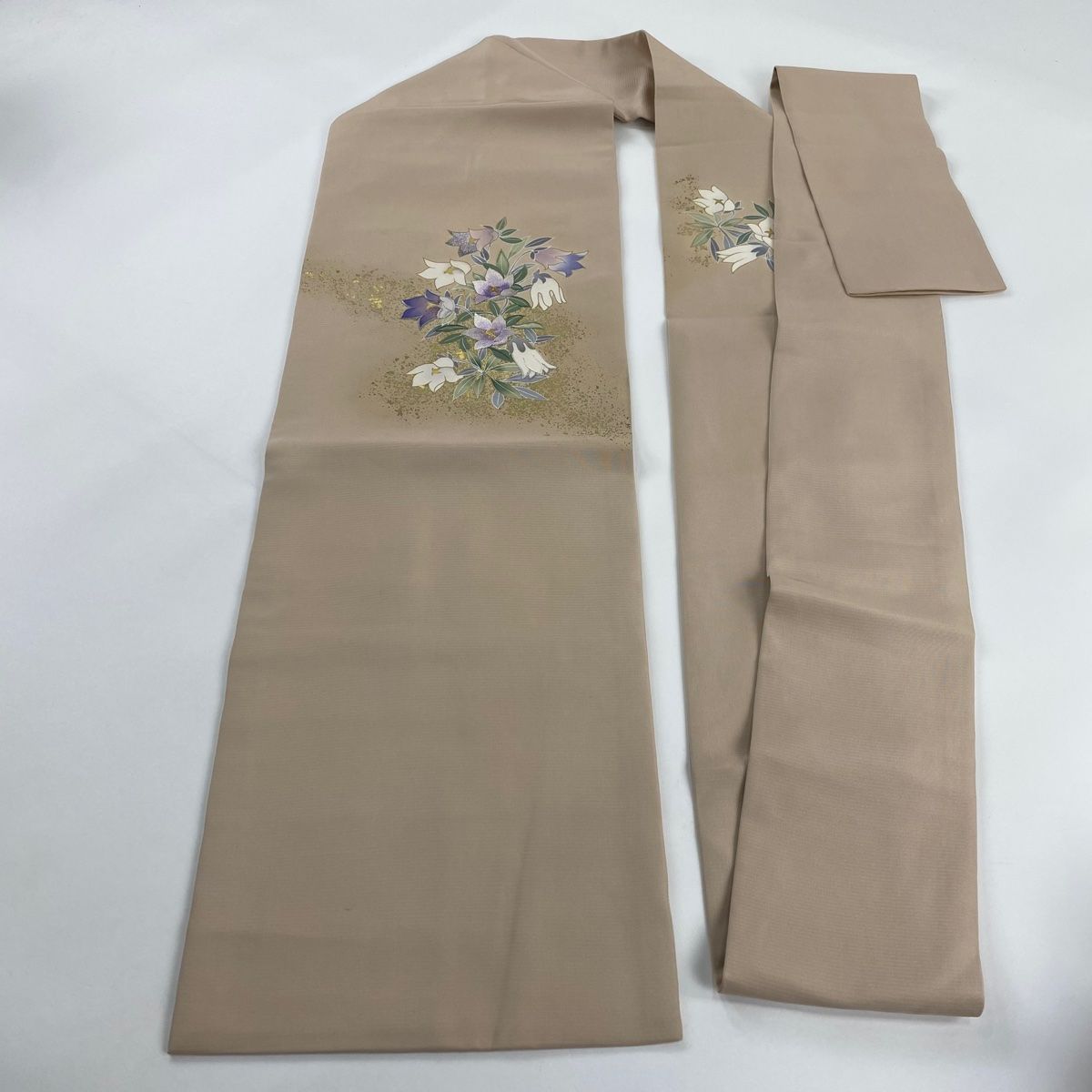 正絹　名古屋帯　裏表全面刺繍　草花　小花　金糸　流雲　レトロ　ヴィンテージ 名古屋帯 秀品 草花 刺繍 金糸 薄茶色 正絹 【中古】 - メルカリ