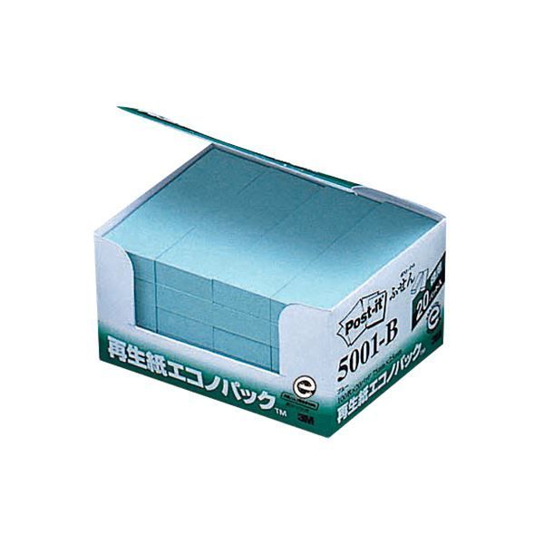まとめ 3M ポスト イット エコノパックふせん 再生紙 75×25mm ブルー 5001-B 1パック 20冊 ×5セット