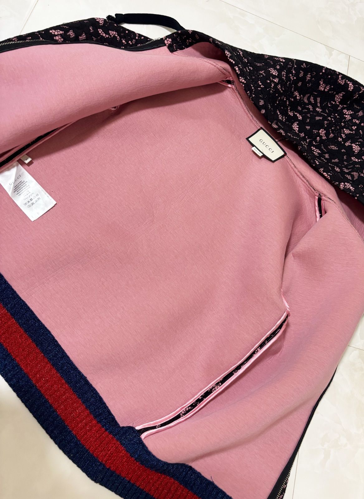 GUCCI グッチ アウター パーカー フーディー レース ピンク ブラック 