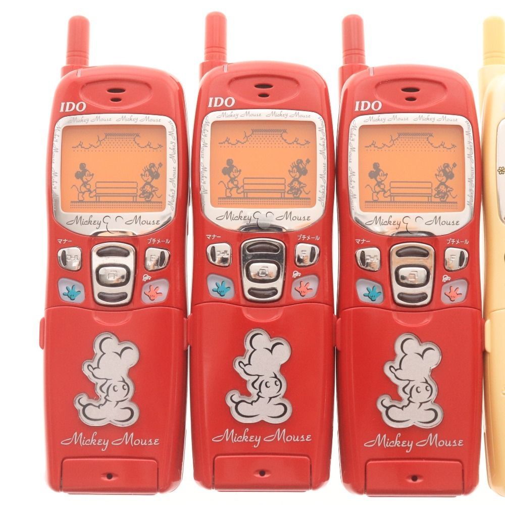 素材 モックアップ ガラケー 6点セット 535G 京セラ株式会社 KYOCERA IDO Disney ミッキーマウス くまのプーさん 携帯電話