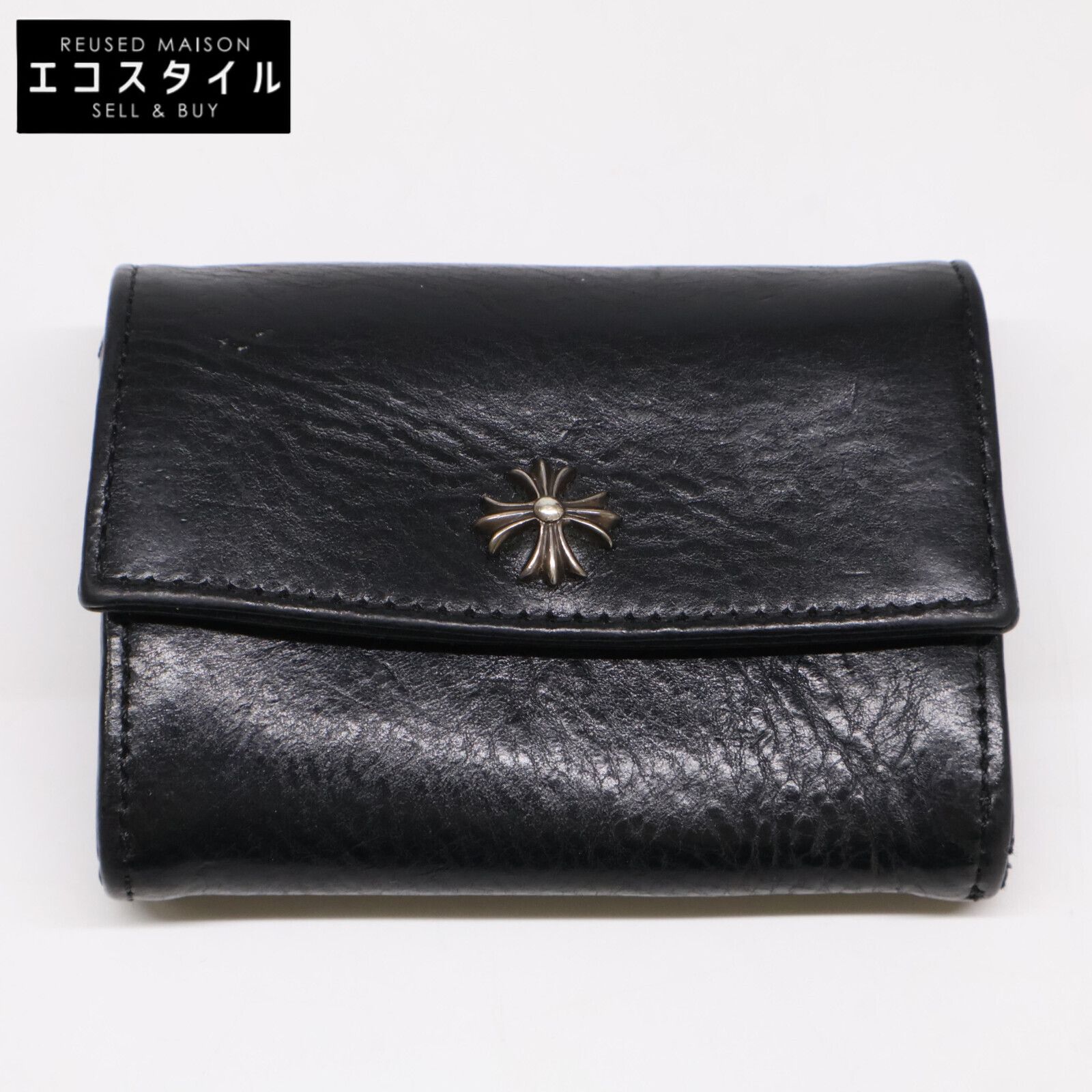 Chrome Hearts クロムハーツ ブラック タイニーCH レザーウォレット