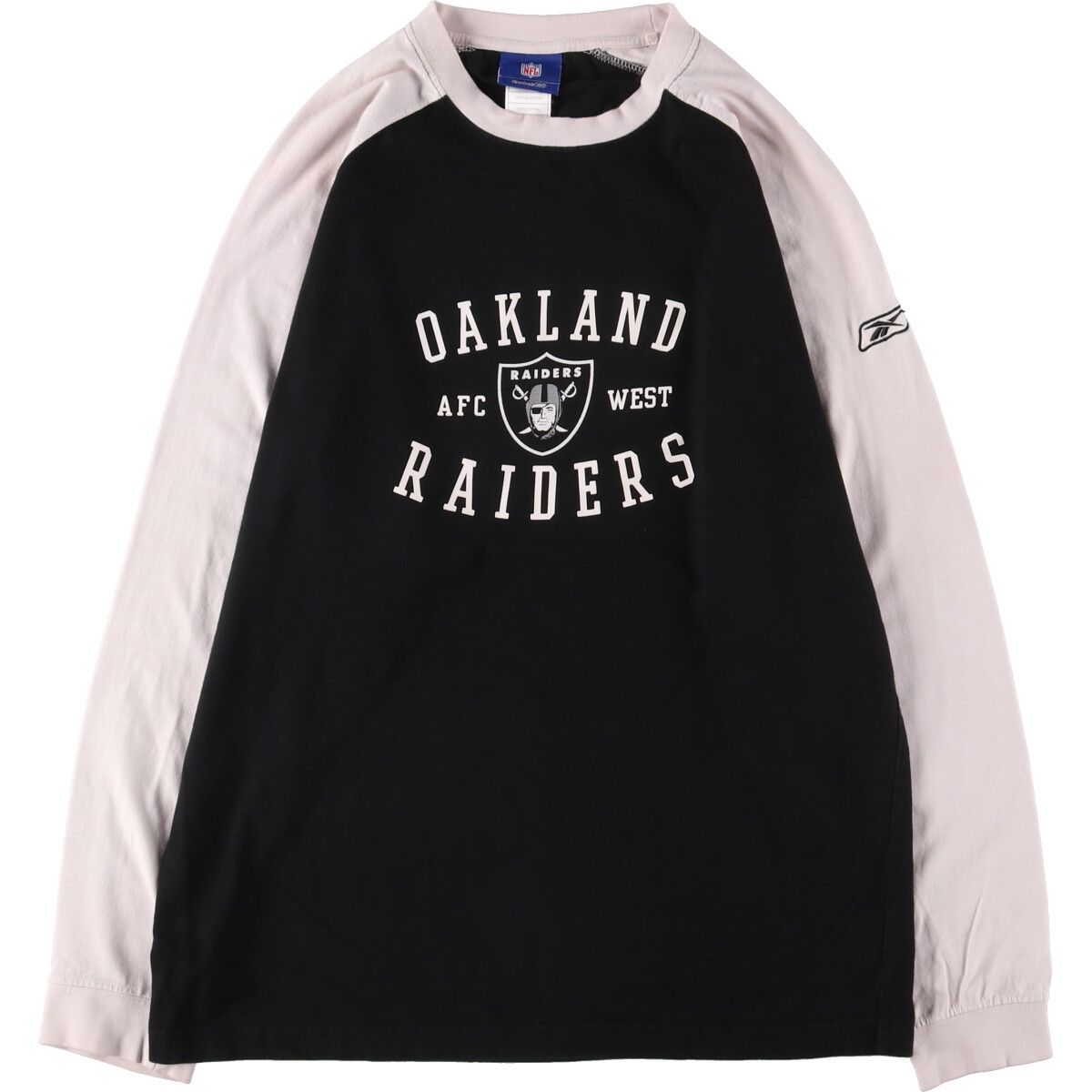 古着 リーボック Reebok NFL OAKLAND RAIDERS オークランド レイダーズ ラグラン ロングTシャツ ロンT メンズM/eaa410544