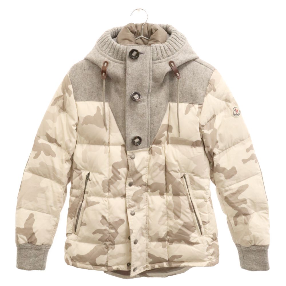 MONCLER (モンクレール) BEAUMONT バーモント ウール切替カモフラージュ ダウンジャケット オフホワイト/グレー  32091419198554954