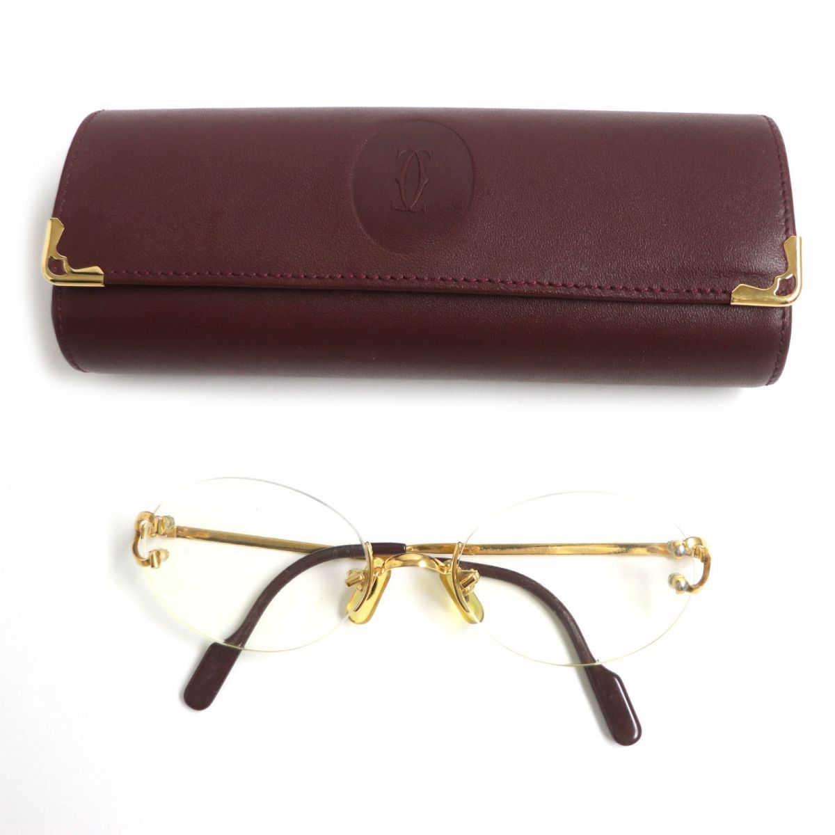 美品▼カルティエ ツーポイント サイドストーン・ロゴ金具 グラデーションレンズ サングラス シルバー ブラック □16 130 ケース付 仏製 未使用品 Cartier カルティエ パンテール パンサー