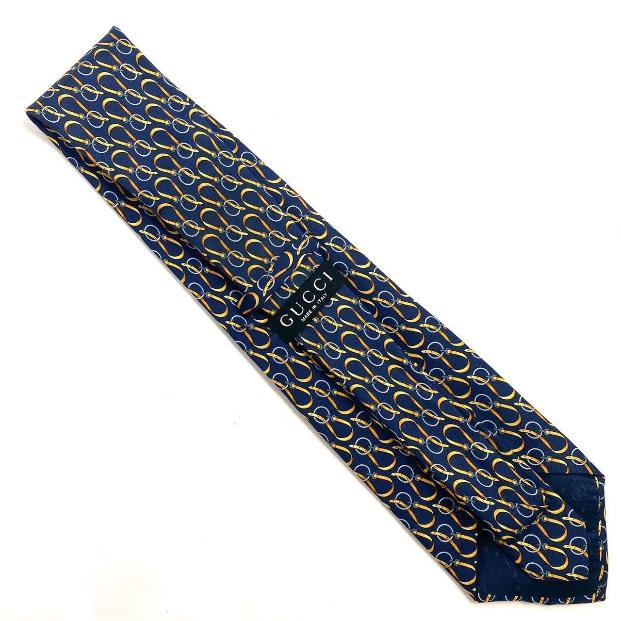 早割 リフト券 SILK/シルク GUCCI】ネクタイ 100% イエロー/黄色 ネイビー 小物