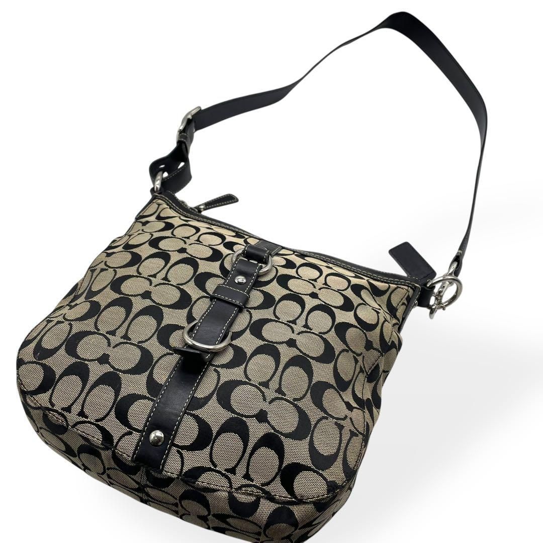 【美品】 COACH コーチ ショルダーバッグ キャンバス レザー シグネチャー ✨良品✨ COACH コーチ シグネチャー ショルダーバッグ