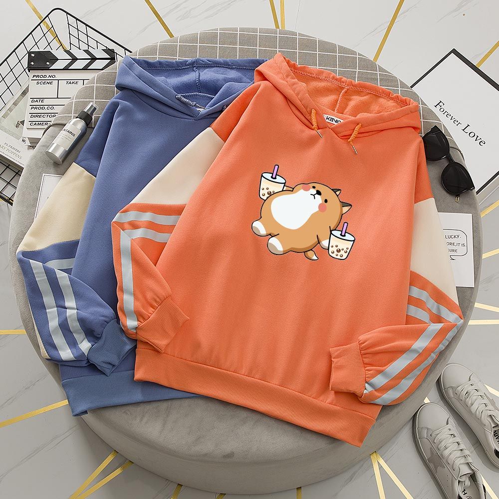 トレーナー パーカー レディース メンズ プレゼント ギフト カジュアル 長袖 ゆったり 柴犬  青-L トレーナー パーカー レディース メンズ プレゼント ギフト