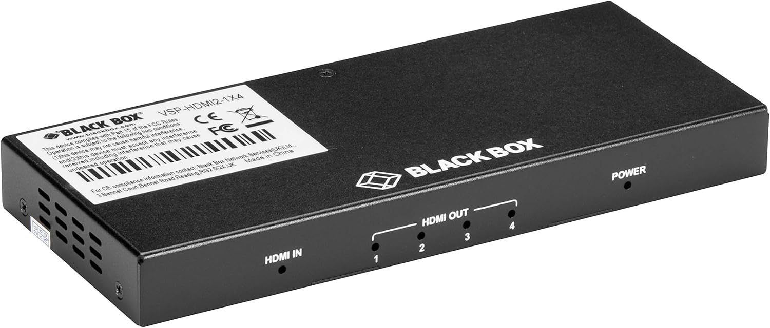 HDMI分配器 Black Box VSP-HDMI2-1X4 4K HDMI 2.0対応 最大4画面出力 高画質高音質 60Hz 8bit 4 4 4対応 高帯域18Gbps HDR対応 ワイド21 9対応 並行輸入品